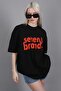 Marecash Black Printed Oversize T-Shirt Mg1489 - 2