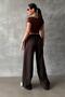 Brown Square Collar Women's T-Shirt Mg2294 - 5