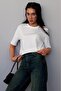 White 100% Cotton Padded Oversize Women's T-Shirt Mg2442 - 6
