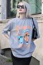 Painted Gray Printed Crew Neck Women's T-Shirt Mg1777 - 3