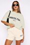 Ecru Printed Crew Neck Women's T-Shirt Mg1706 - 2