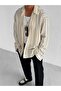 Men's Oversize Cotton Soft Textured Striped Shirt Black Beige - 2