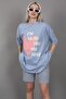 Mad Girls Blue Printed T-Shirt Mg1202