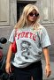 Painted Gray Printed Crew Neck Women's T-Shirt Mg1771 - 7