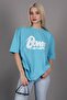 Turquoise Printed Over Fit T-Shirt Mg1514