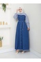 Scratched Sleeves Shirt Detail Denim Dress Tisot 775 Dark Denim