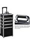 4-in-1 Rolling Makeup Train Case Lift Handle + Lockable Key Aluminum Trolley Cart - 2