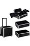 4-in-1 Rolling Makeup Train Case Lift Handle + Lockable Key Aluminum Trolley Cart - 3