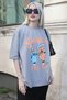 Painted Gray Printed Crew Neck Women's T-Shirt Mg1777