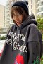 سويت شيرت Mad Girls أنثراسايت مطبوع كبير الحجم Mg903 - 2