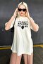 Ecru Printed Crew Neck Women's T-Shirt Mg1653 - 3