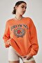 Mad Girls Orange Printed Women's Sweatshirt Mg1210