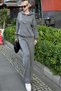 Gray Hooded Knitwear Women's Tracksuit Set Mg2237 - 7
