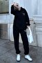 Black Hooded Back Printed Women's Tracksuit Set Mg2187 - 3