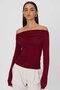 Burgundy Boat Neck Gathered Women's Blouse MG2050 - 2