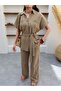 Belted Linen Suit with Front Pocket - 3