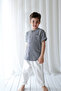 Boy's 2-Piece Linen Carrot Pants (100% Cotton Brown and White) - 2