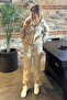 Beige Hooded Zippered Tracksuit Set Mg2227 - 3