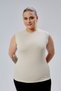 Curve Women's Plus Size Crew Neck Zero Sleeve Lycra Cream Body