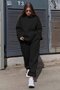 Black Hooded Oversize Women's Tracksuit Set Mg1609