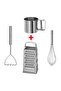 Grater, Flour Sieve, Potato Masher, Beater, 4-Piece Kitchen Tool Set, Cooking Tools