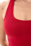 Women's Red Viscose Lycra Underwear Crop with Neckline - 5