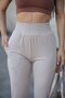 Scuba Diver Jogger Sweatpants High Waist Wide Belt Leg with Pleat Detail