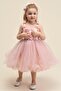 Girl's Flower Appliqued Evening Dress and Crown - 2