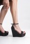 Alessi; Black Patterned, 12 cm Wedge Heeled Shoes - 3