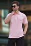 Pink Overfit Short Sleeve Polo Neck Men's T-Shirt 7029 - 2