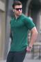 Patterned Knitwear Green Polo Collar T-Shirt 6357