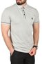 Men's Gray Slim Fit Slim Fit Cotton Pique Fabric Polo Neck T-Shirt Breathable Non-Curling Polo Neck T-Shirt