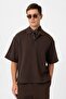 Polo Collar Textured Relaxed Men's T-Shirt