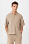 Polo Collar Textured Relaxed Men's T-Shirt