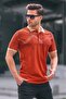 Tile Patterned Polo Collar Men's T-Shirt 6080