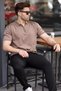 Brown Zipper Detailed Polo Collar Knitwear T-Shirt 6885 - 2