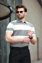 White Polo Neck Striped Men's Knitwear T-Shirt E7411 - 2
