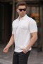 White Zipper Detailed Polo Collar Knitwear T-Shirt 6885 - 2
