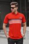 Red Striped Polo Neck T-Shirt 5869 - 2