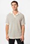 Apaş collar striped knitted men's t-shirt