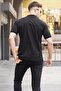 Black Patterned Men's Polo Neck T-Shirt 5871 - 2