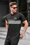 Black Striped Polo Neck T-Shirt 5869