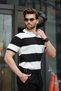 Black Polo Neck Striped Men's Knitwear T-Shirt E7411 - 4