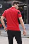Red Patterned Polo Collar Men's T-Shirt 6081 - 2