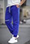 Cobalt Blue Pocket Detailed Men's Basic Sweatpants 6523
