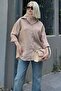 Beige Long Sleeve Striped Oversize Shirt Mg2080 - 3