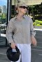 Gray Striped Oversize Women's Shirt Mg2093 - 2