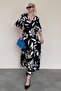 Black Print Half Sleeve Dress Mg2395 - 4