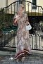 Beige Long V-Neck Pattern Women's Dress MG2100 - 2