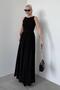 Black Front Draped Long Length Women's Dress Mg2364 - 2